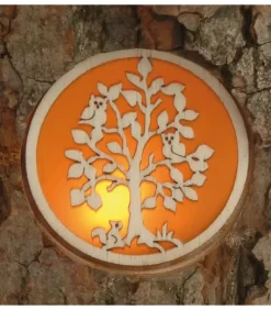 Photophore En Rondin De Bois Avec 3 Motifs Nature