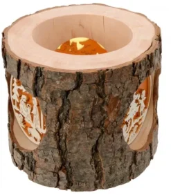 Photophore Rondin De Bois, Avec 3 Motifs, Crèche, Anges Et Bonhomme De Neige