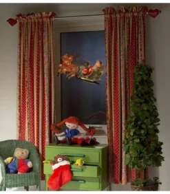 Père Noël Lumineux Avec Rennes Et Traineau