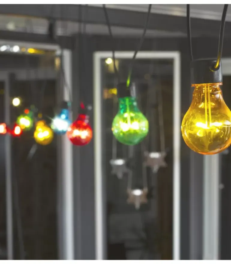 Rallonge 10 M Pour Guirlande Lumineuse De Terrasse, 10 Ampoules Multicolores