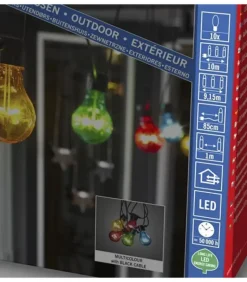 Rallonge 10 M Pour Guirlande Lumineuse De Terrasse, 10 Ampoules Multicolores