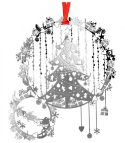 Sapin Argente Et Cadeaux De Noël A Suspendre
