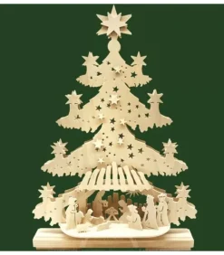 Sapin Lumineux Led En Bois Avec Crèche De Noël Et Personnages