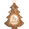 Sapin Noël En Bois Avec Cerf Cisele, 18 Cm