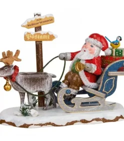 Village De Noël Miniature, Père Noël Sur Traineau Et Rennes